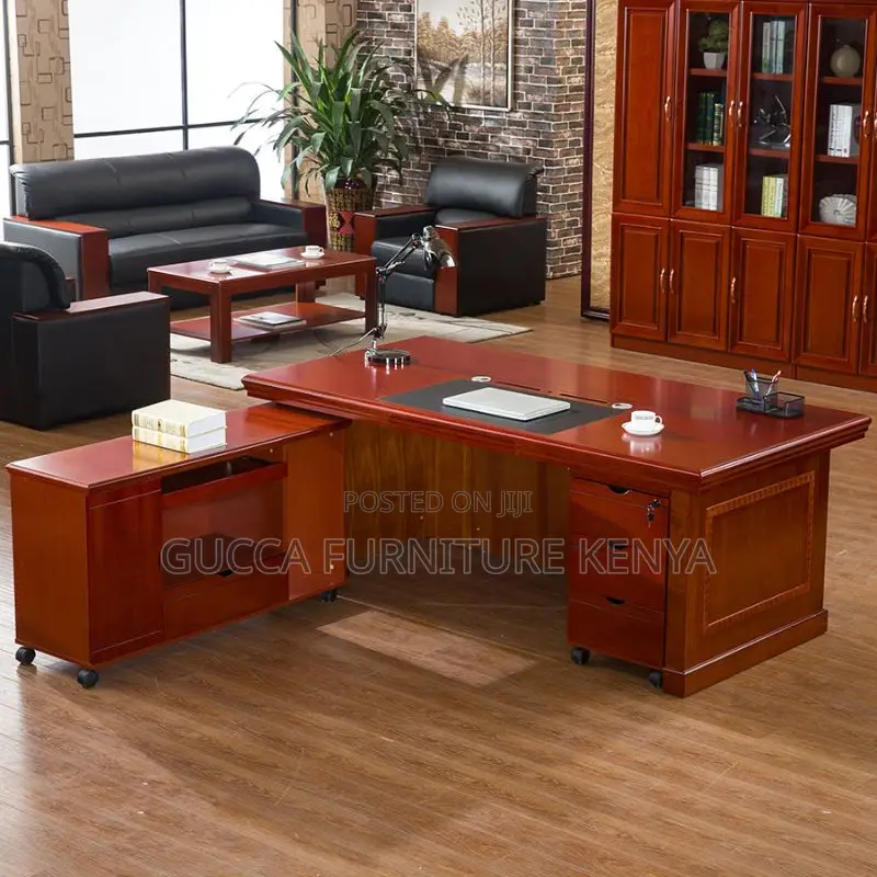 Office Tables:1.6 Meters Executive Mahogany CPU Stand Desk