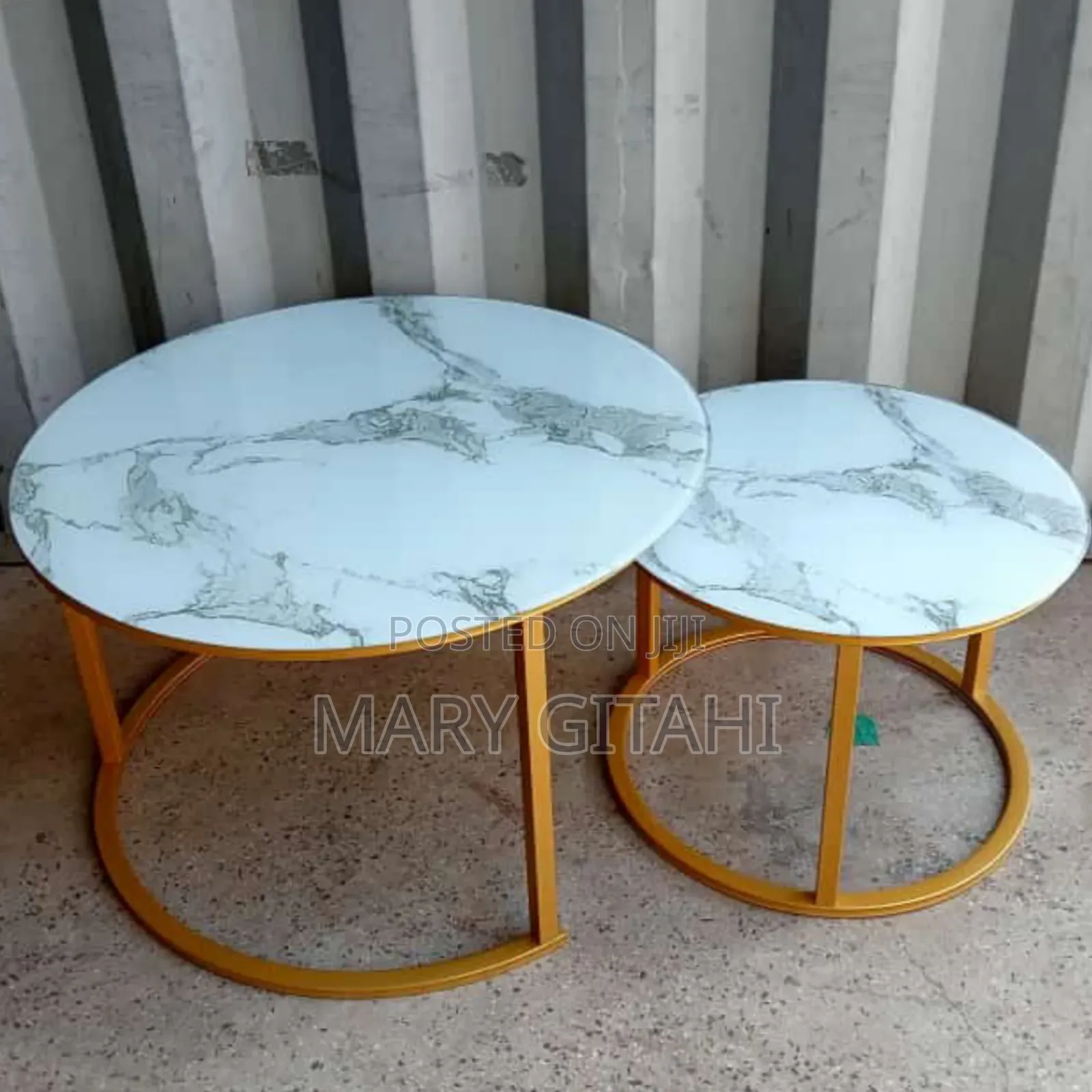 Marble Nesting Coffee Table (Glass Effect) White at 