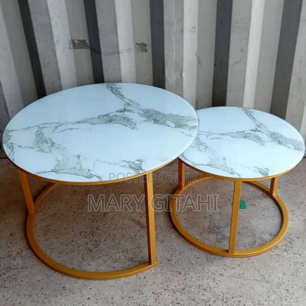 Marble Nesting Coffee Table (Glass Effect) White at 