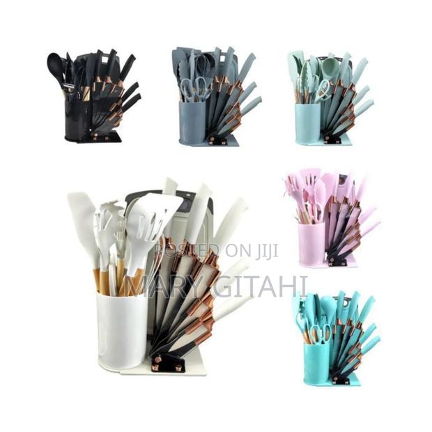 19pcs Heat Resistant Silicone Cooking Kitchen Spoon Set at