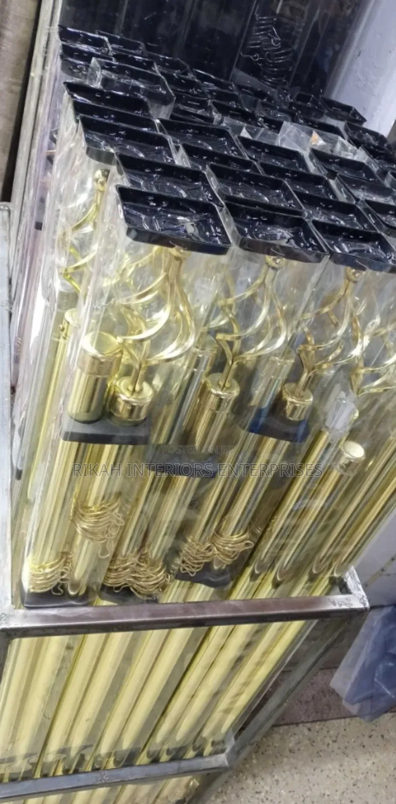 2m Double Gold Curtain Rods