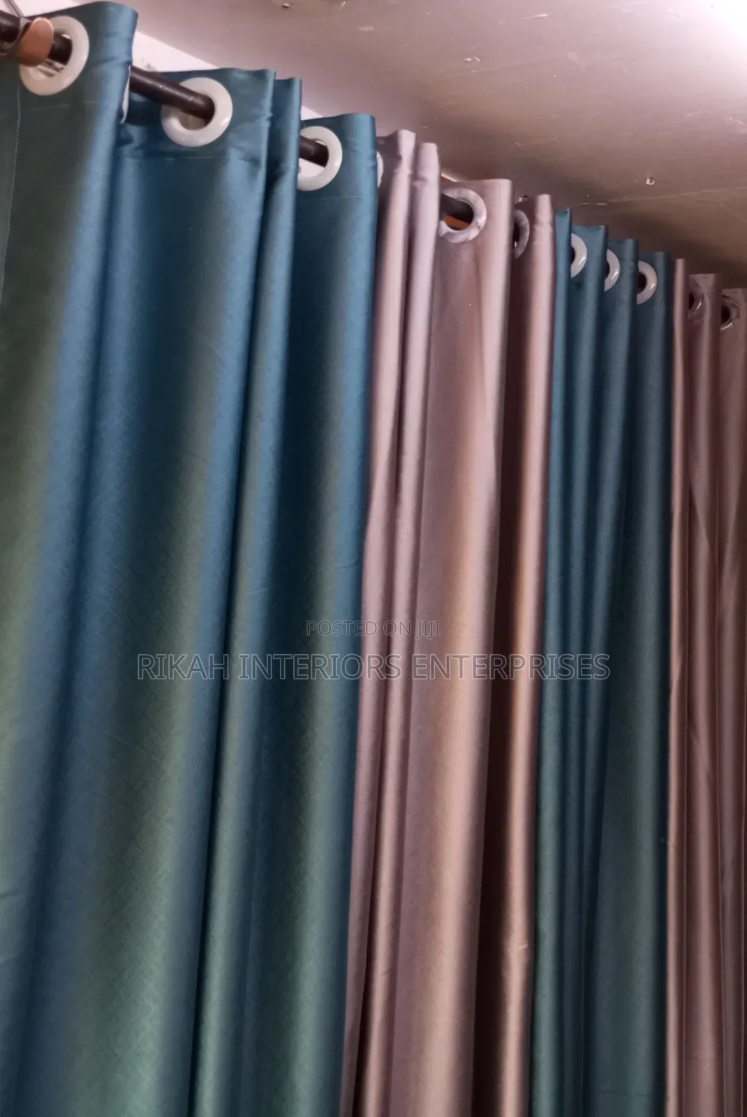 Turquoise and Grey Black Out Curtains