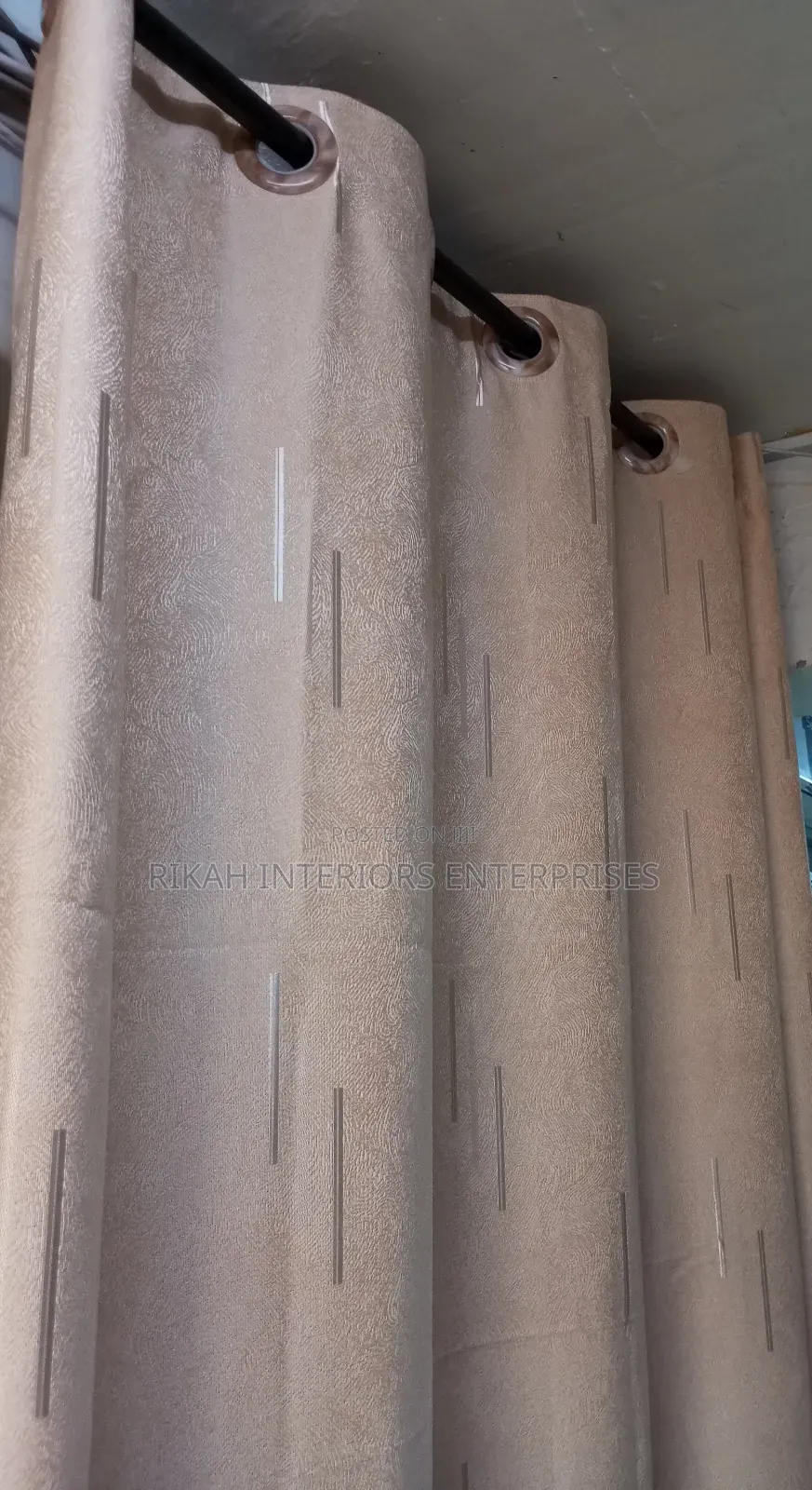 Cream Curtain With Silver Lines