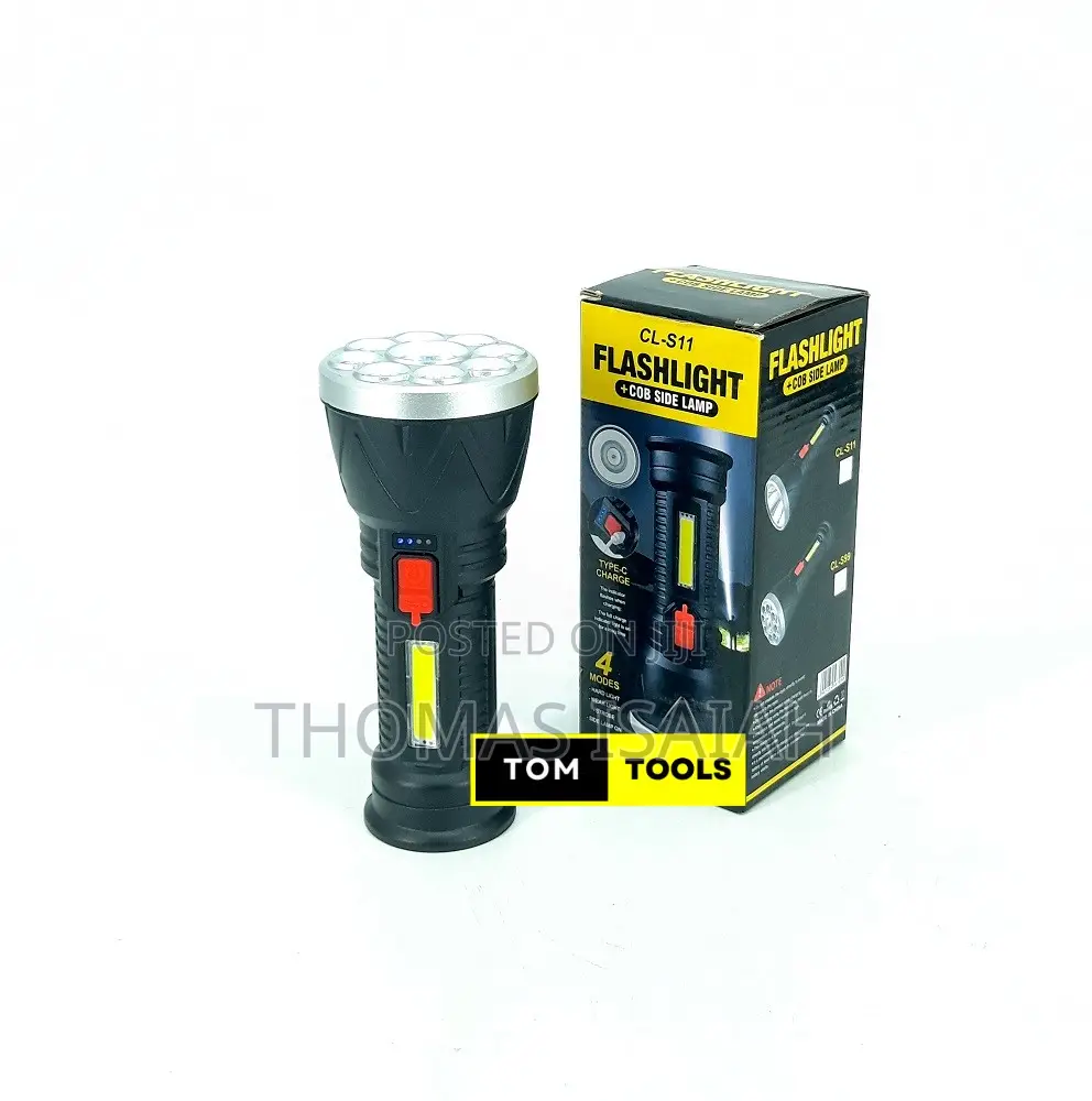 9LED Flashlight Torch With COB Side Lamp