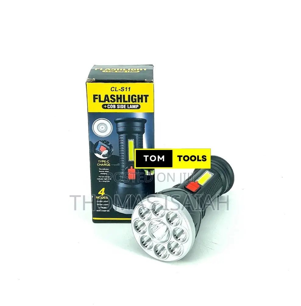 9LED Flashlight Torch With COB Side Lamp
