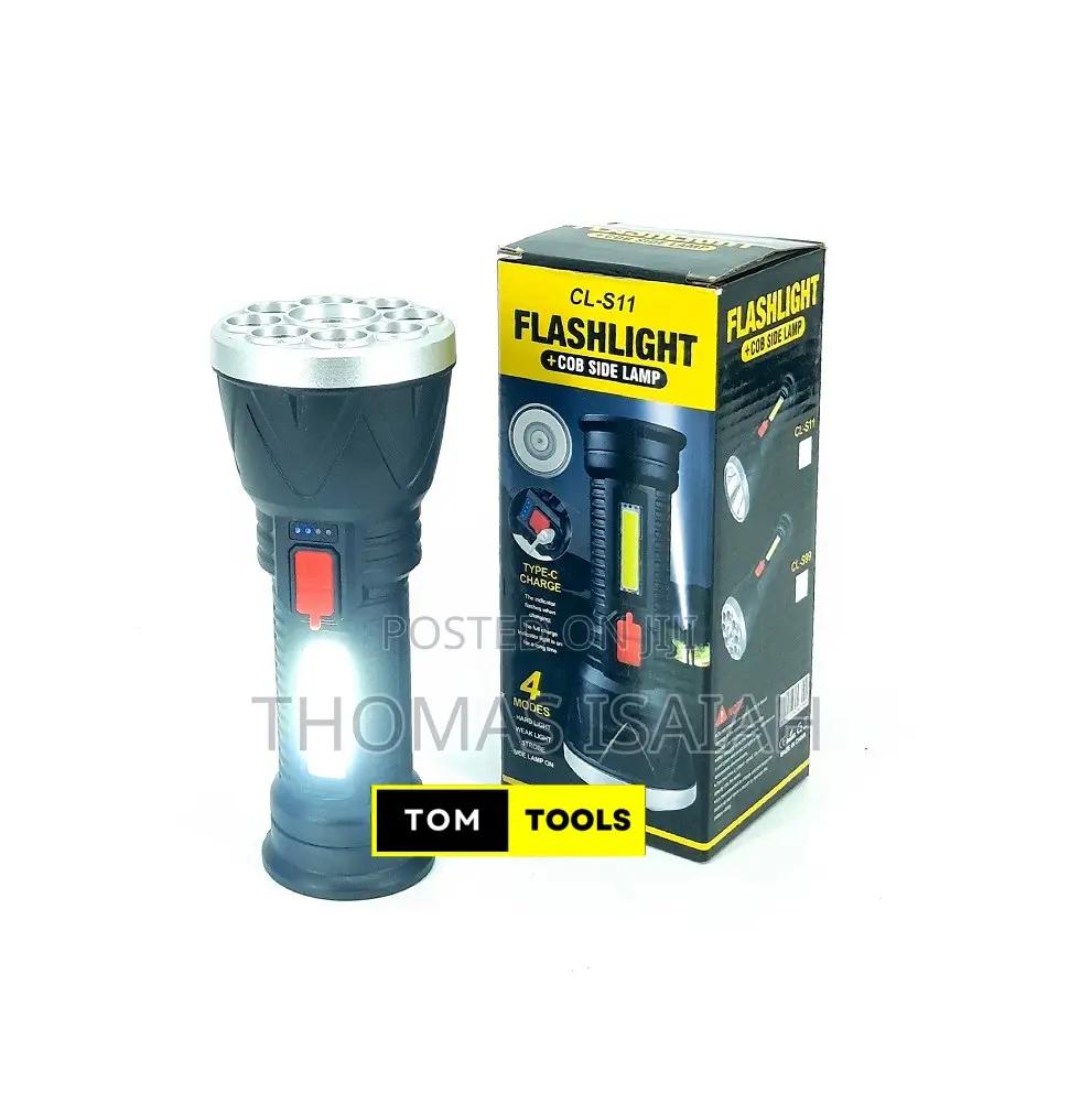 9LED Flashlight Torch With COB Side Lamp
