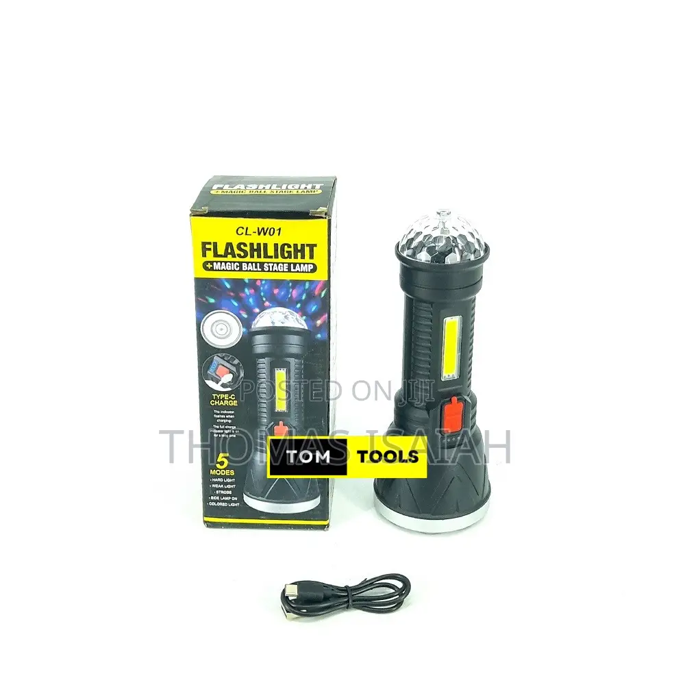 LED Flashlight Torch With Mini Disco Lamp