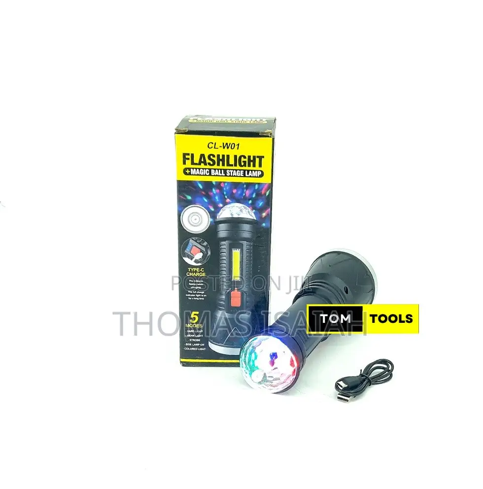 LED Flashlight Torch With Mini Disco Lamp