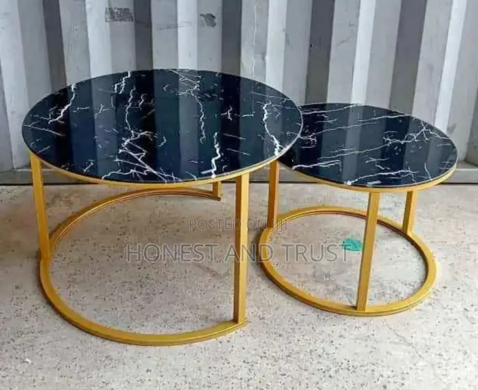 Coffee Table 2pc Set Black Marble MDF