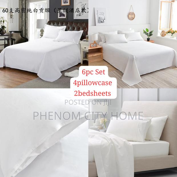 Plain White Cotton Bedsheet Set With Strips
