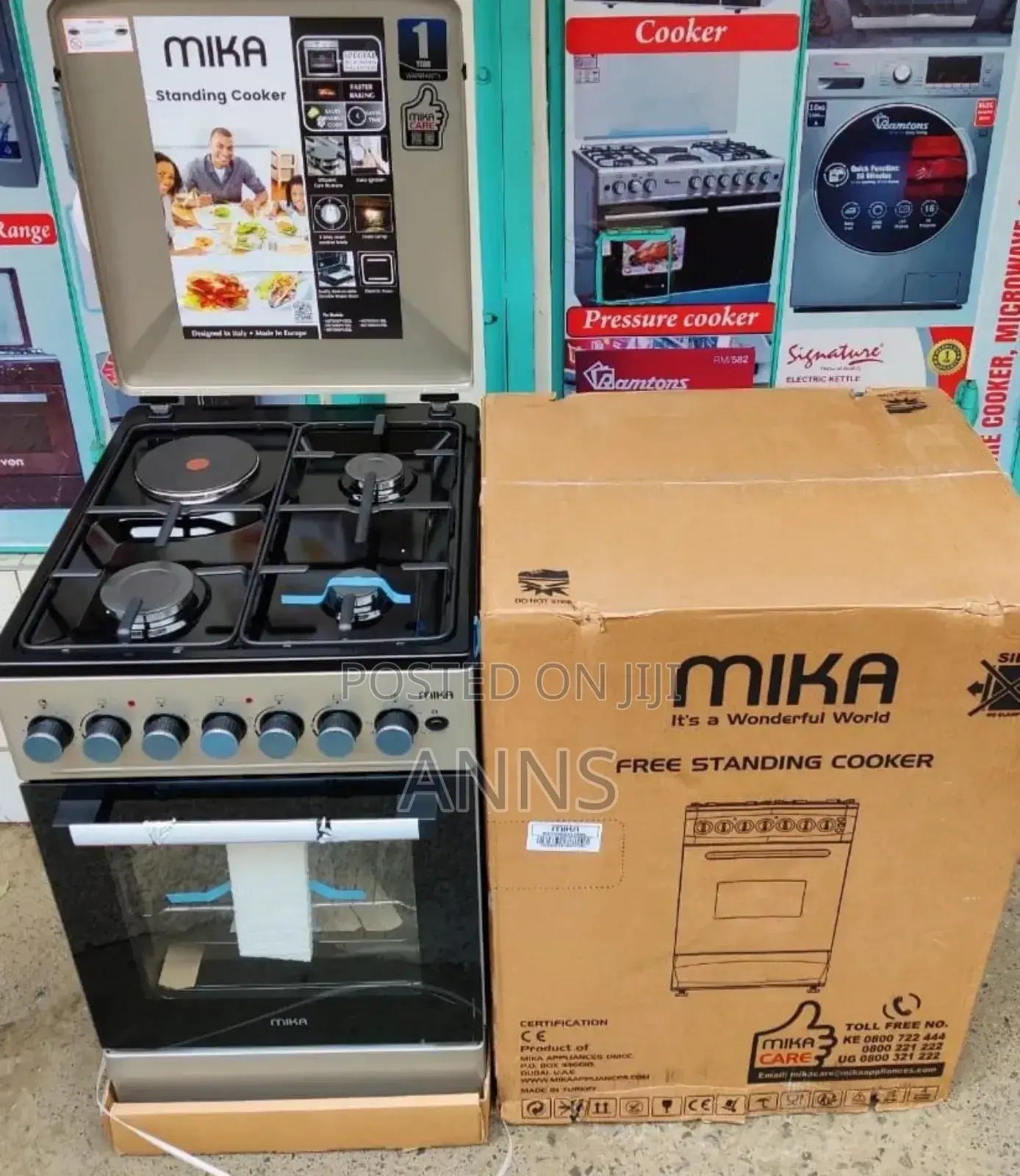 *MIKA Standing Cooker, 50cm X 60cm, 3 Gas+1 Electric Plate