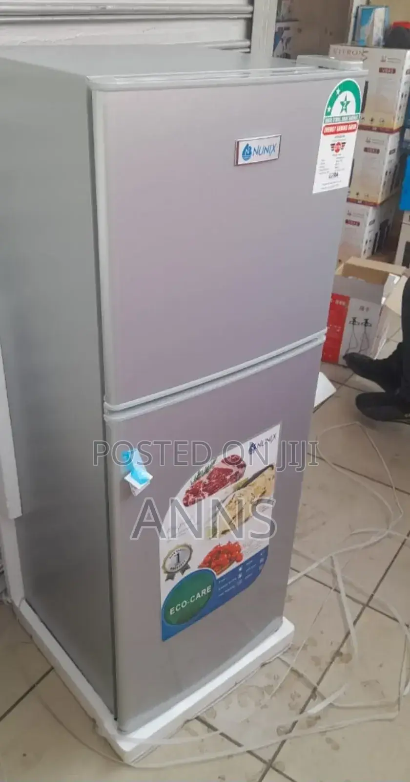 Nunix 138litres Double Door Fridge. Silver