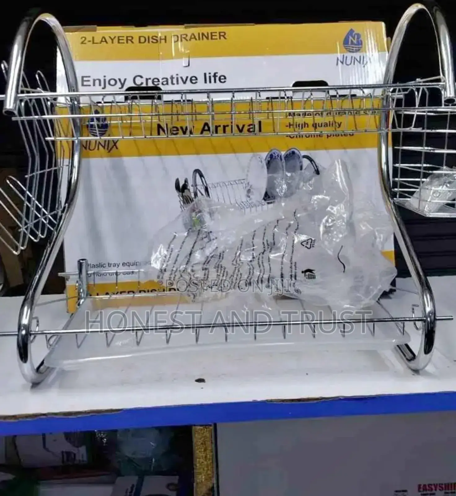 Nunix 2 Tier Dish Rack Stainless Steel, With Drain Board