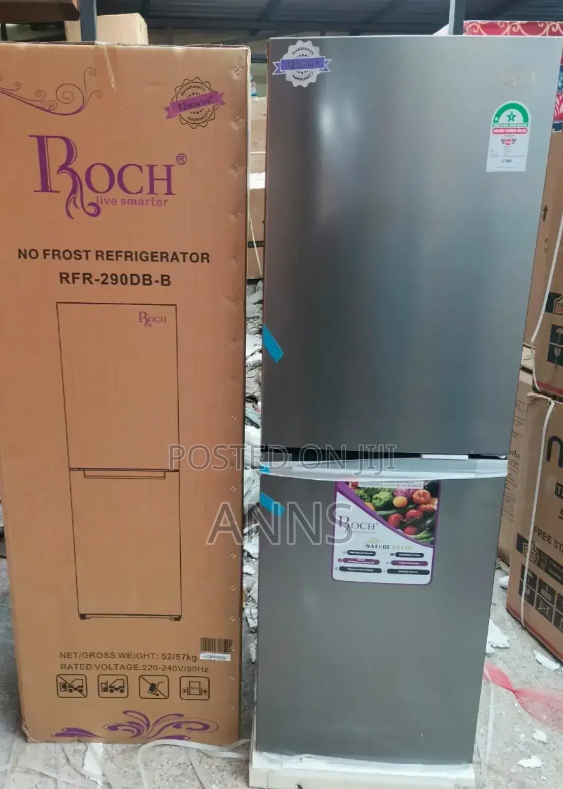 Roch 230L Bottom Freezer Double Door Refrigerator