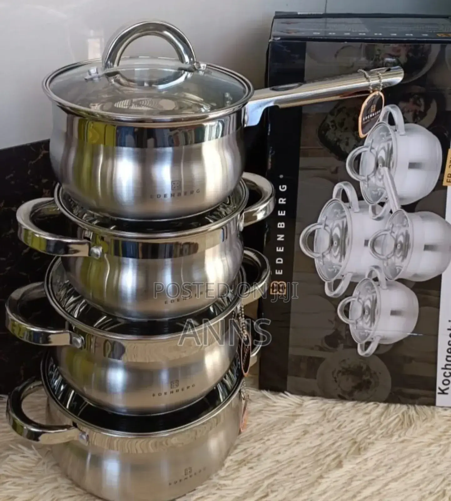 8 Pc Edenburg EB-3717 Stainless Steel Cookware Set