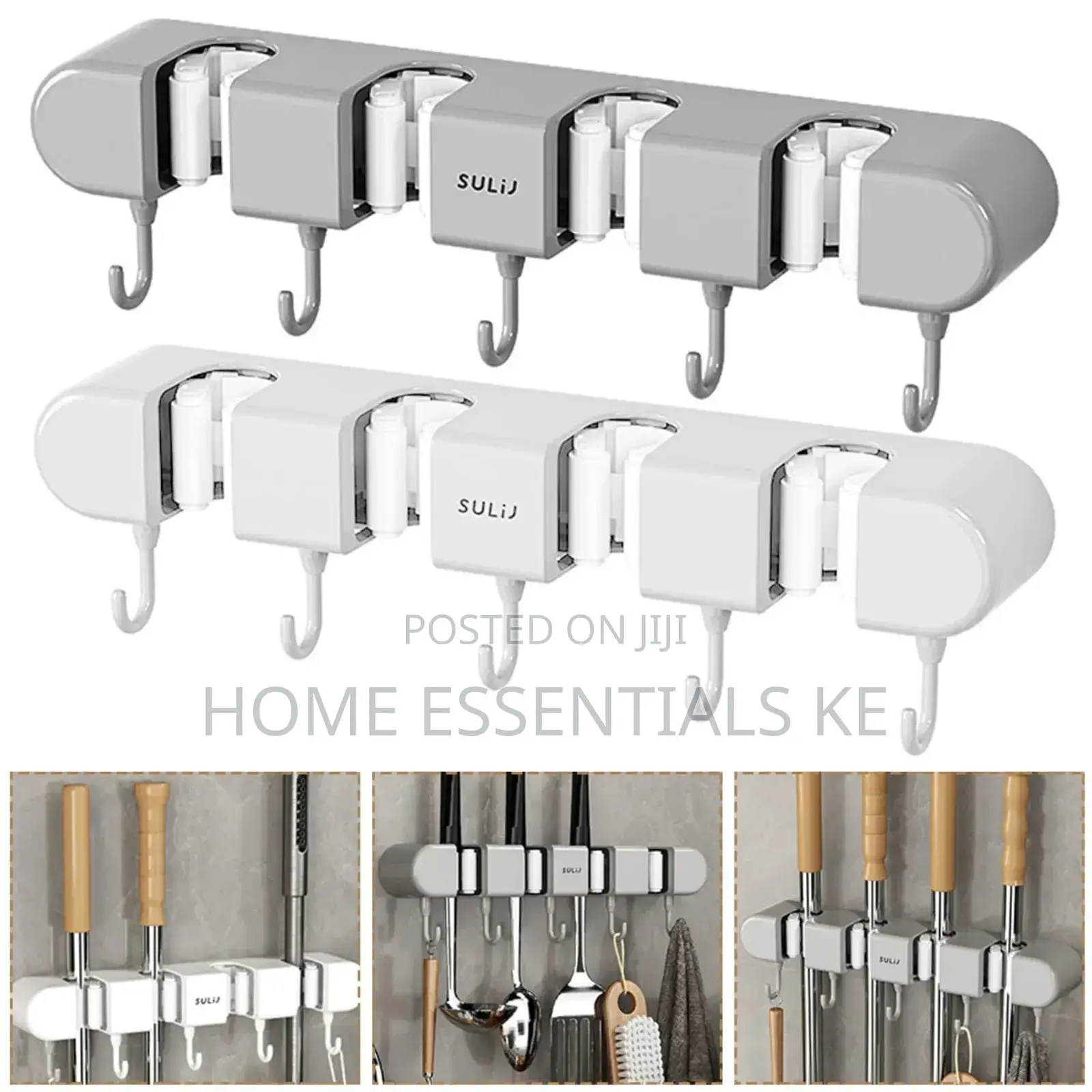 *Non Slip Wall Mounted Mop Holder* 5hooks
