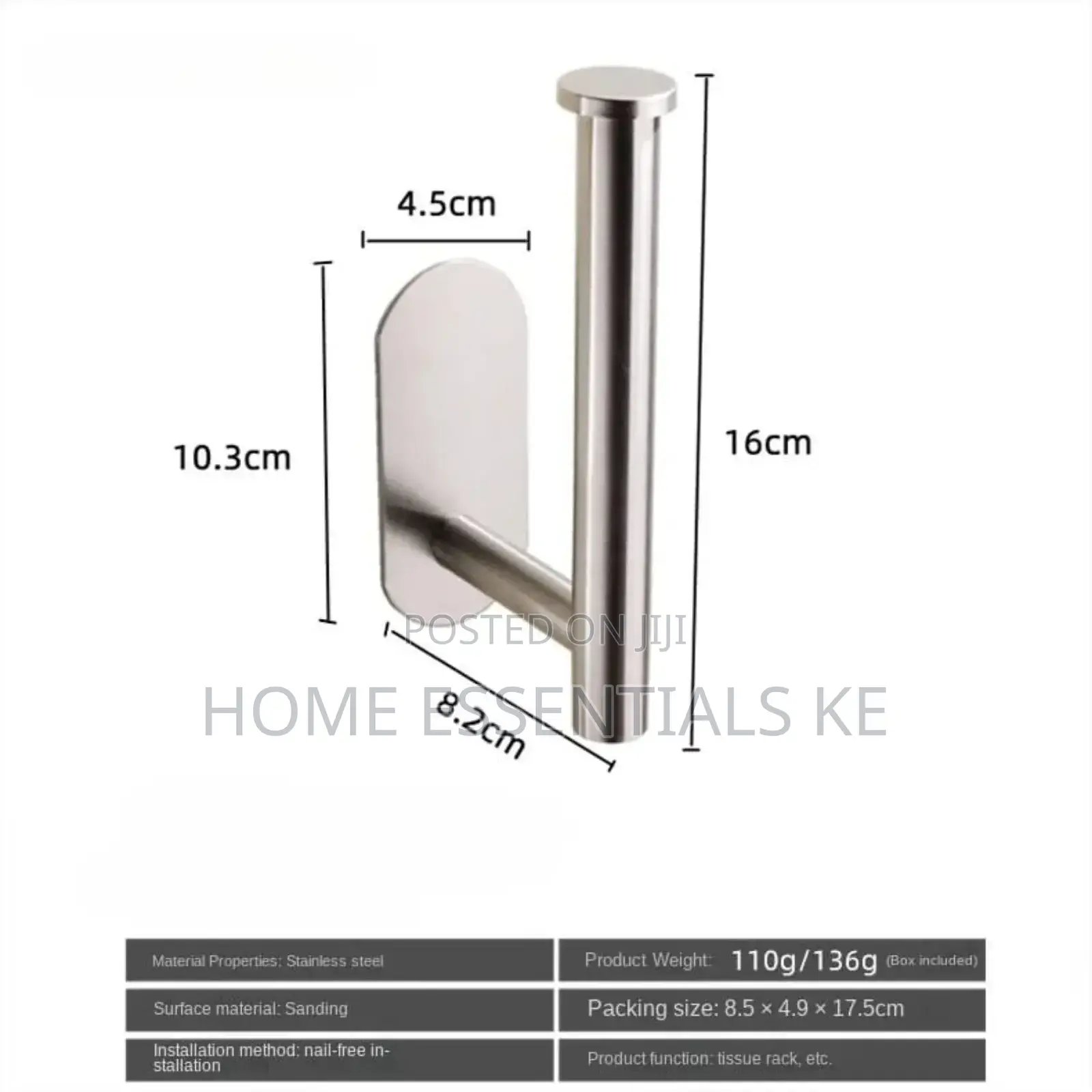 Adhesive Toilet Roll Paper Holder Organizer Wall Mount