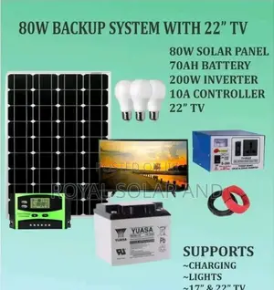 80w Solar Backup System With a 22 Inches Tv