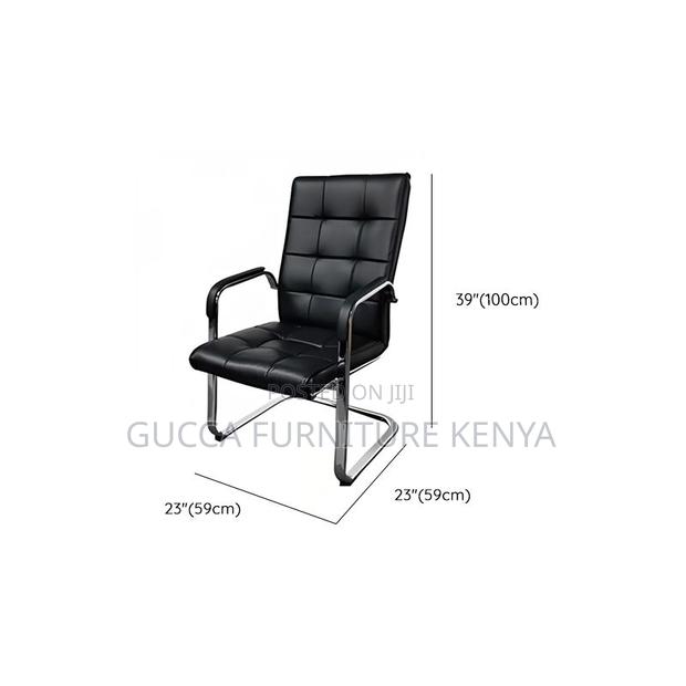 Office Chairs:Black High Back Leather Executive Waiting Seat - thumbnail 2