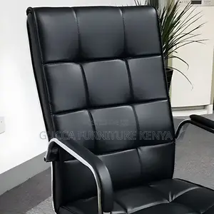 Office Chairs:Black High Back Leather Executive Waiting Seat