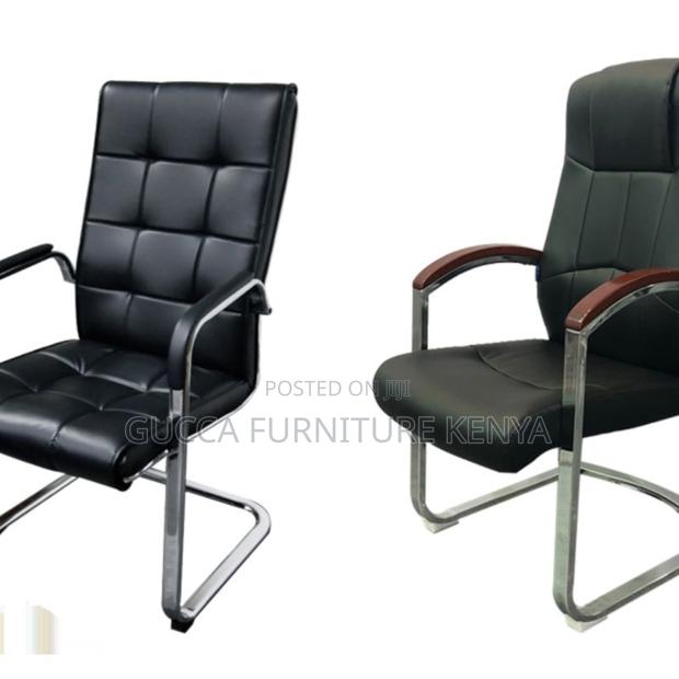 Office Chairs:Black High Back Leather Executive Waiting Seat - thumbnail 4