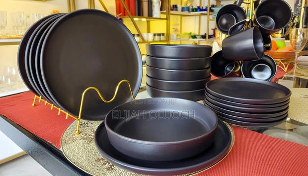 24pcs All Black Ceramic Dinner Set* - main view