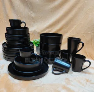 24pcs All Black Ceramic Dinner Set*