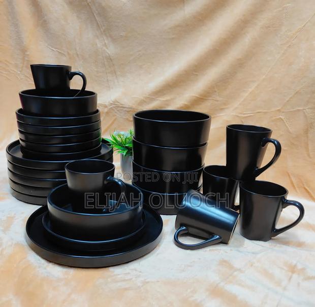 24pcs All Black Ceramic Dinner Set* - thumbnail 3