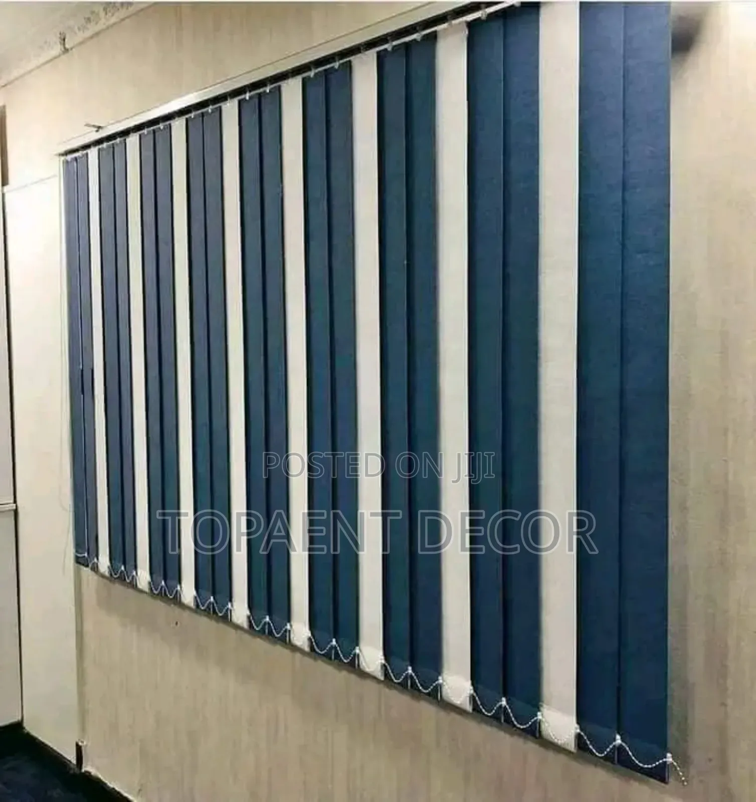Dull Blue and White Mixup Vertical Office Blinds