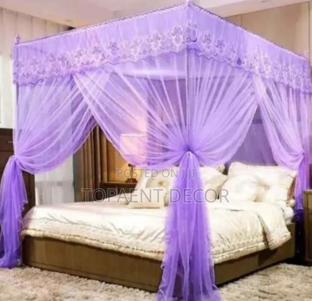 4 Stand Purple Mosquito King and Queen Size Bed Net - main view
