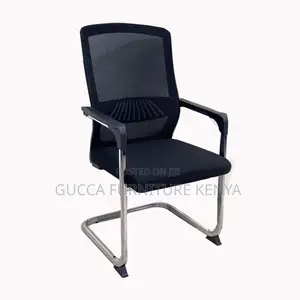 Office Chairs: Mesh Black Fixed Chrome Waiting Chair