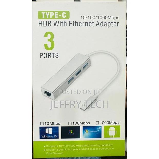 3-Port USB C Hub With Network Port - main view