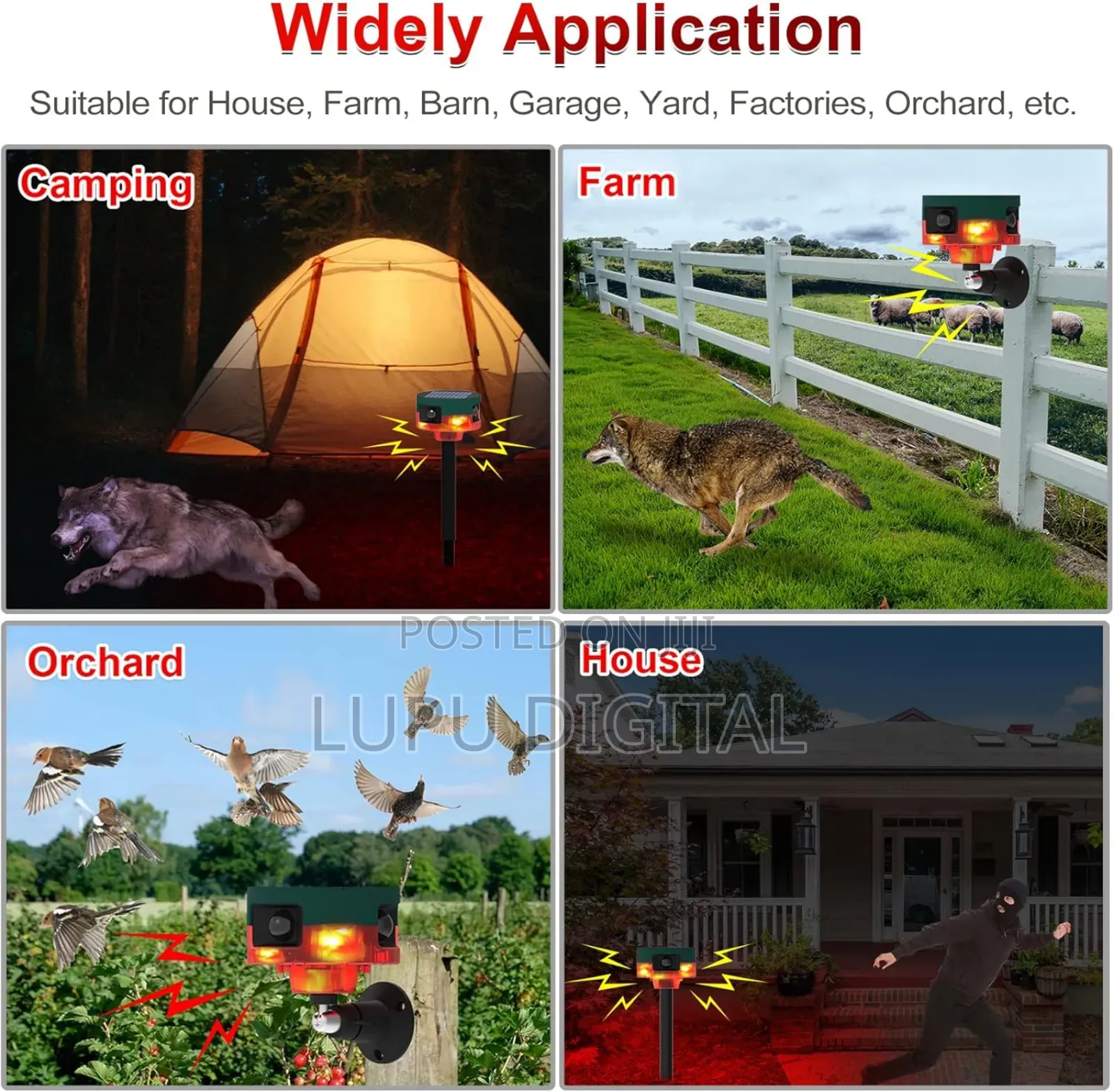 Solar Motion Sensor 129db Siren Sound Strobe Light Alarm