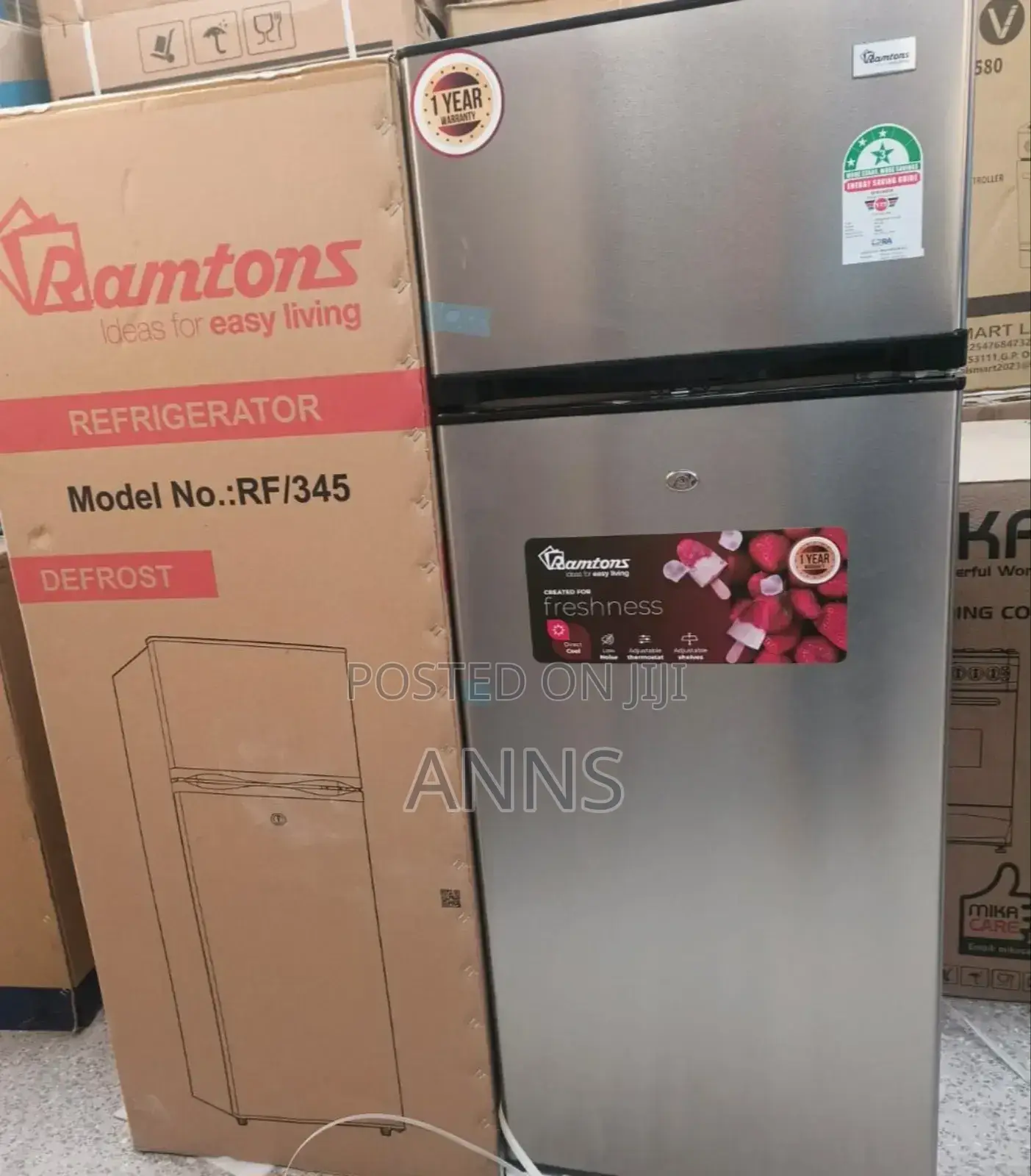 Ramtons 213litres Defrost 2 Door Fridge- Silver