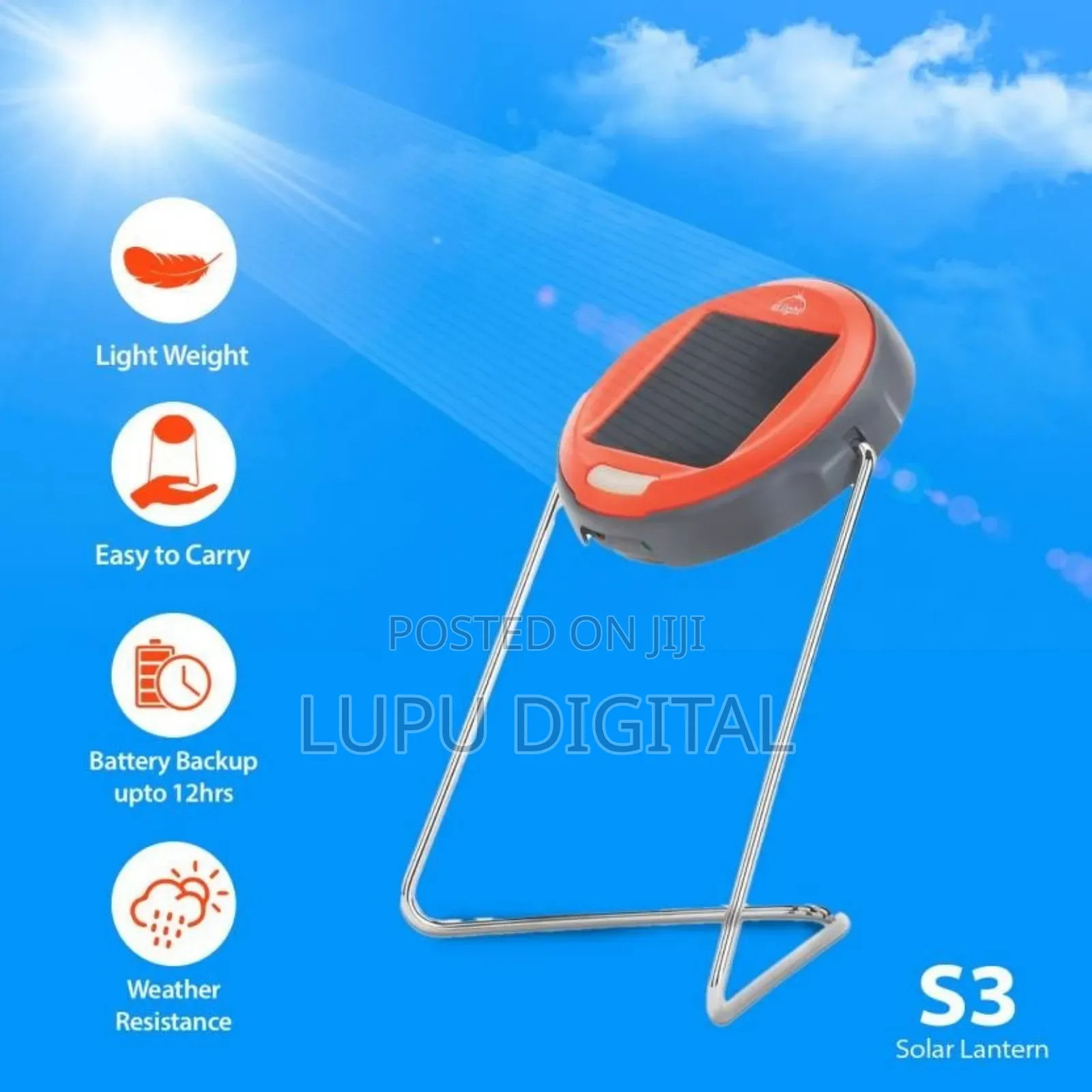 Solar Rechargeable Lantern Lamp With Stand Dligh S3