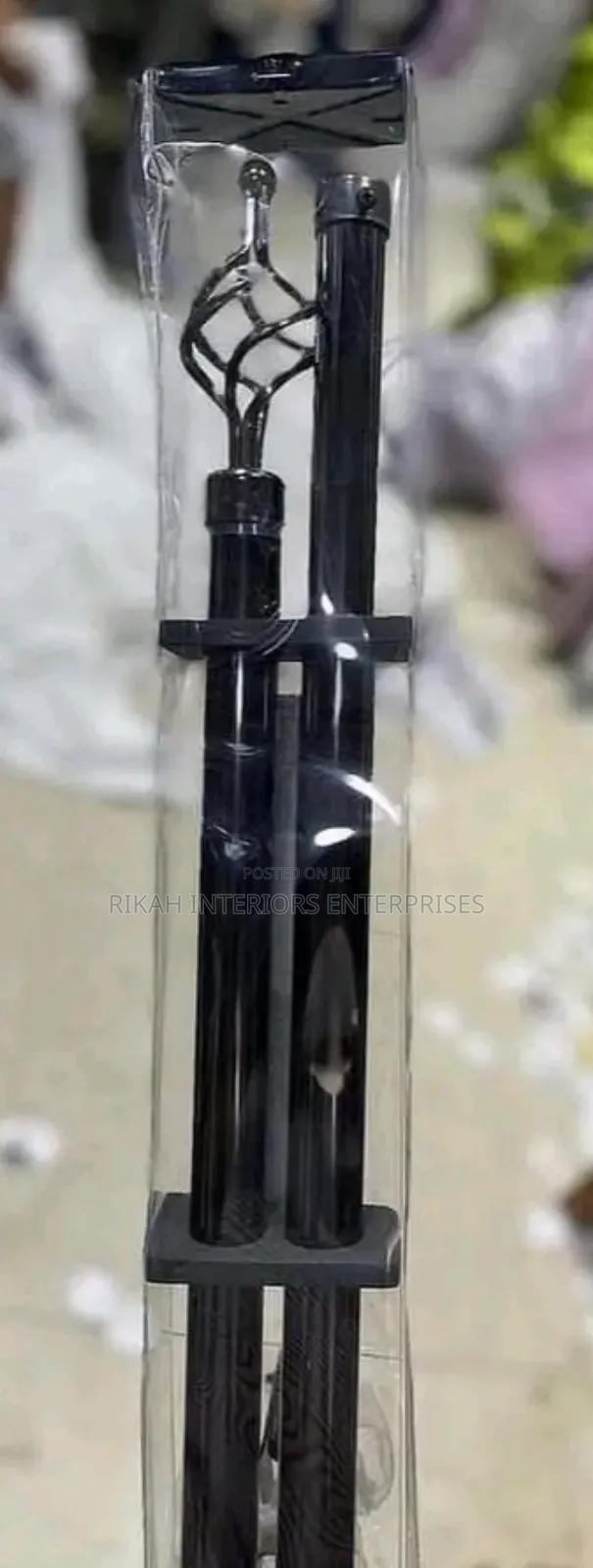 2m Double Black Curtain Rods - main view