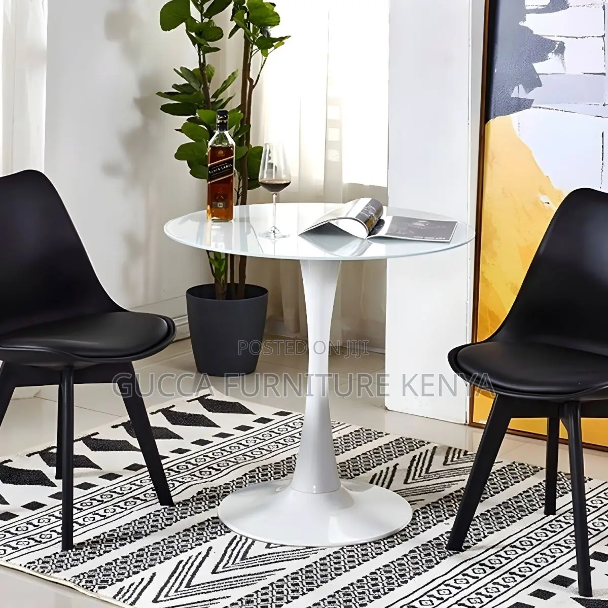 Dining Tables: Scandinavian Style Round Marble Top Table