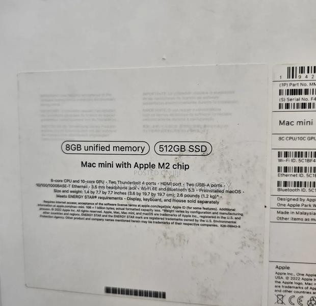Desktop Computer Apple Mac Mini M2 8GB Intel Core M2 SSD 512GB - thumbnail 6