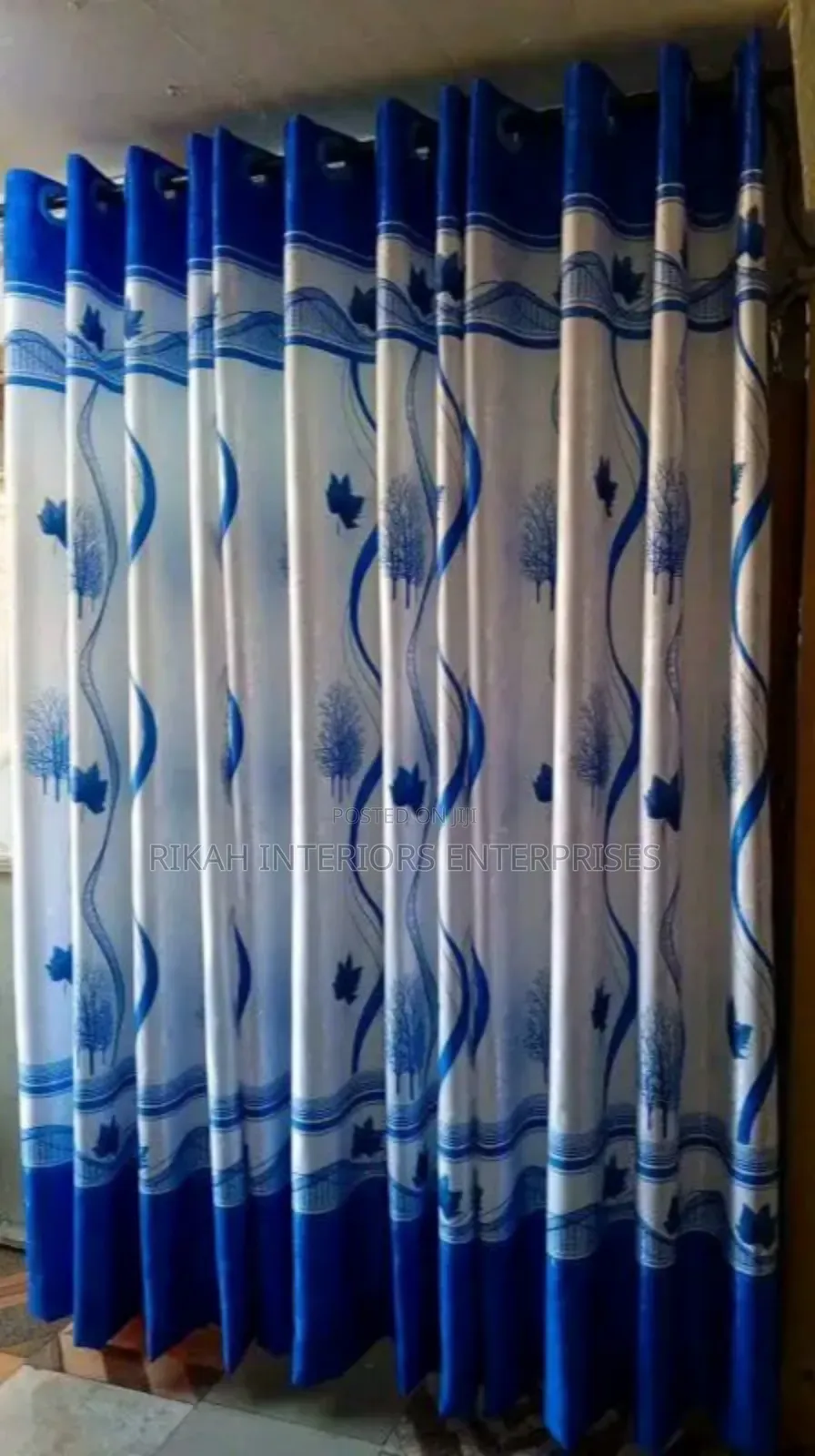 White and Blue Patterned Curtains
