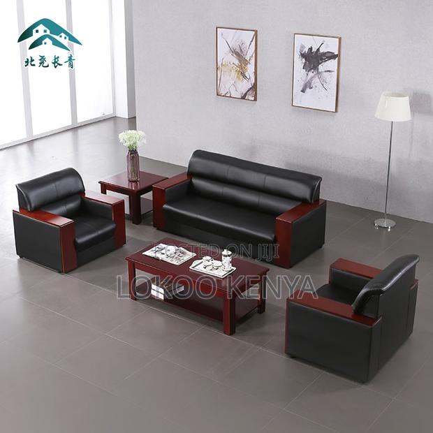 Office Sofa : 5-Seater Office Reception Leather Sofa - thumbnail 2