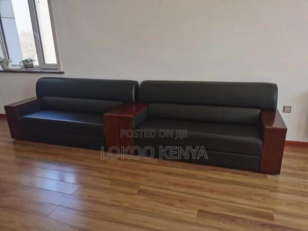 Office Sofa : 5-Seater Office Reception Leather Sofa - thumbnail 4
