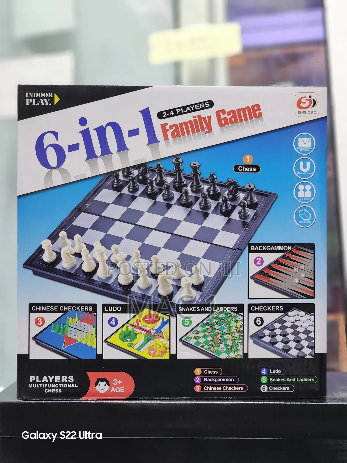 2-4 Players 6 in 1 Chess Checkers Ludo Snake Ladder Others