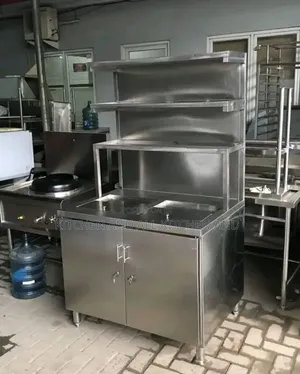 Stainless Steel Double Drain Sink With Shelves
