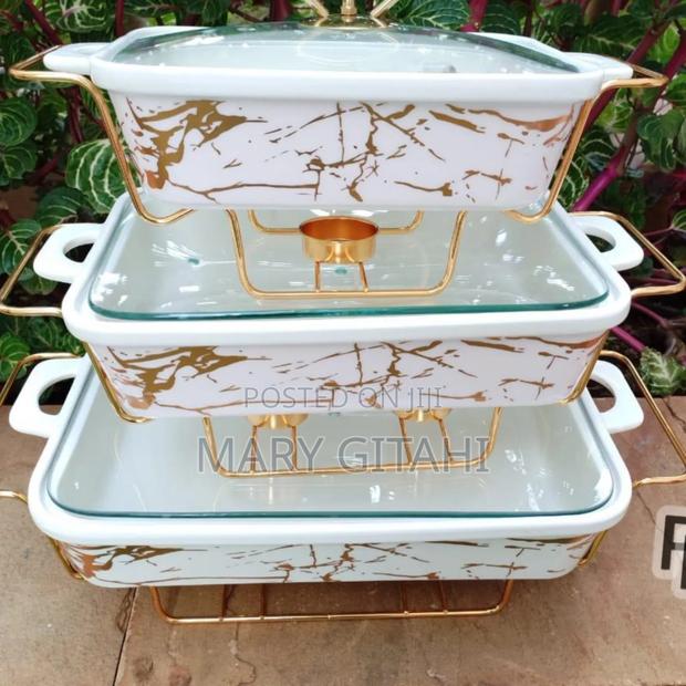 3 PCS Ceramic Chaffing Dishes 3.5,2.5 and 1.8 L at 