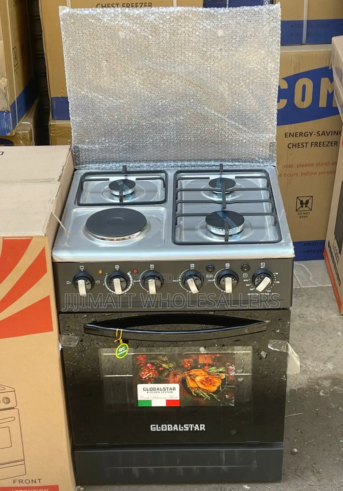 Black Globalstar JET 3+1 Standing Cooker With Electric Oven