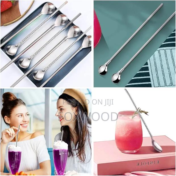6 PCS Reusable Straw Spoons With Cleaning Brush - thumbnail 6