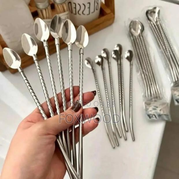 6 PCS Reusable Straw Spoons With Cleaning Brush - thumbnail 2