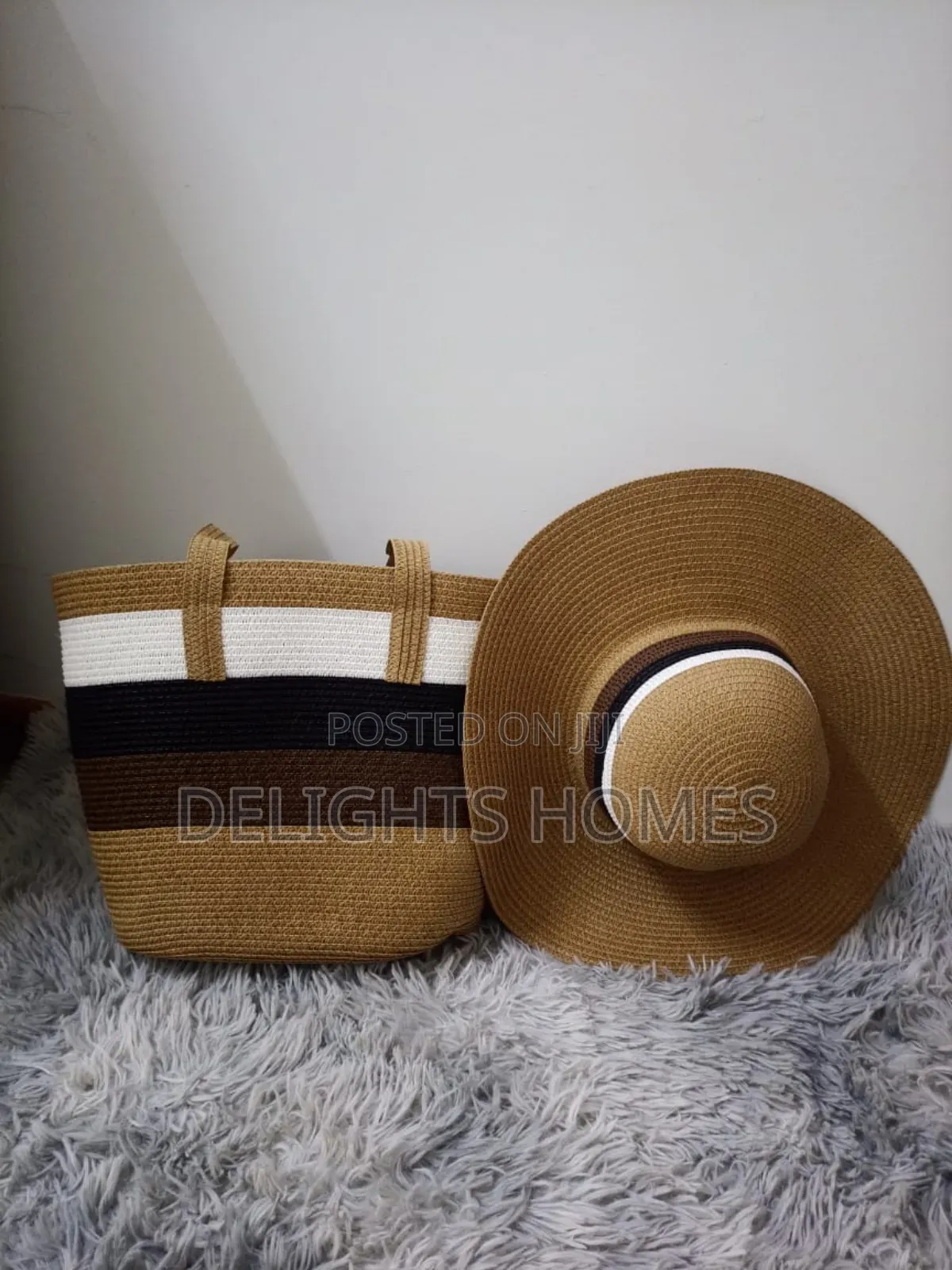Summer Straw Woven Beach Bag and Hat -Rem