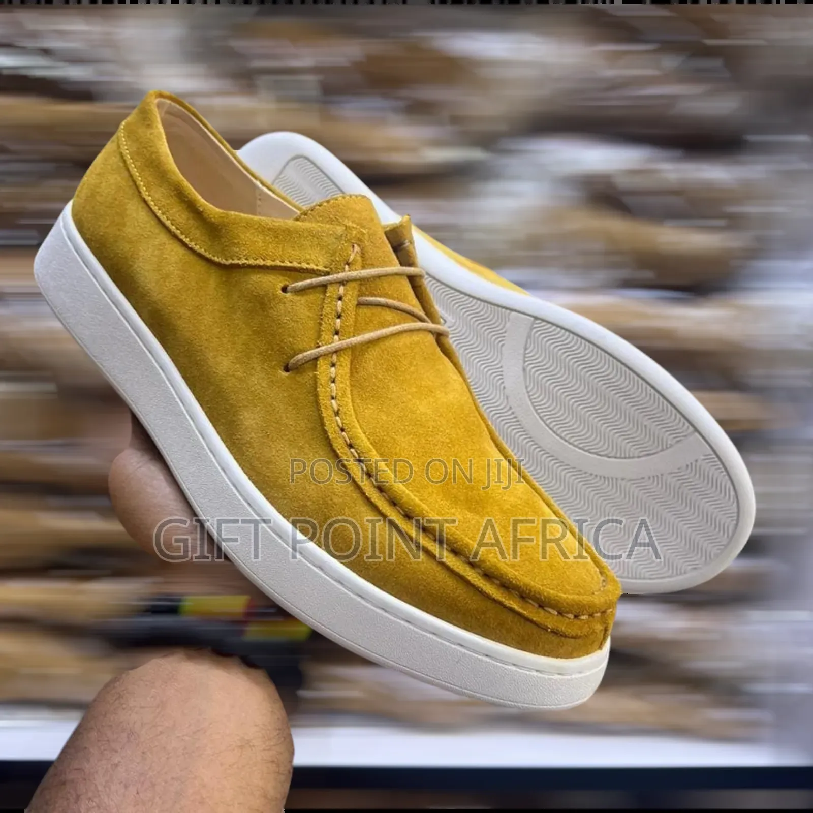 Yellow Leather Suede Smart Casual for Men