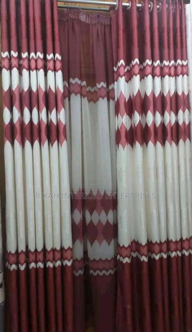 Maroon and White Curtains - main view